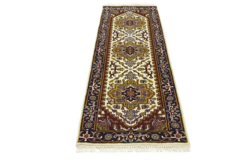 Cream Floral 3X8 Heriz Serapi Oriental Runner Oriental Rug