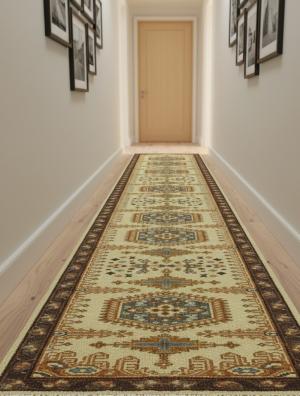 Beige Tribal 3X14 Geometric Indo-Viss Oriental Runner Rug