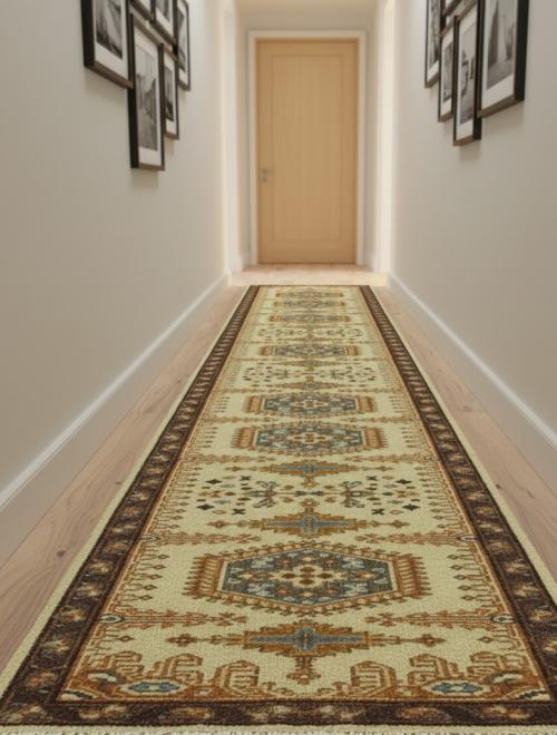 Beige Tribal 3X14 Geometric Indo-Viss Oriental Runner Rug