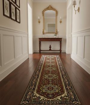 Rusty Red Floral 3X12 Heriz Serapi Oriental Runner Rug