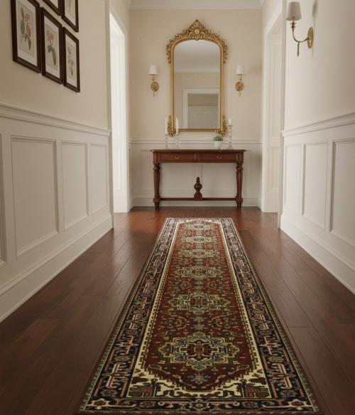 Rusty Red Floral 3X12 Heriz Serapi Oriental Runner Rug