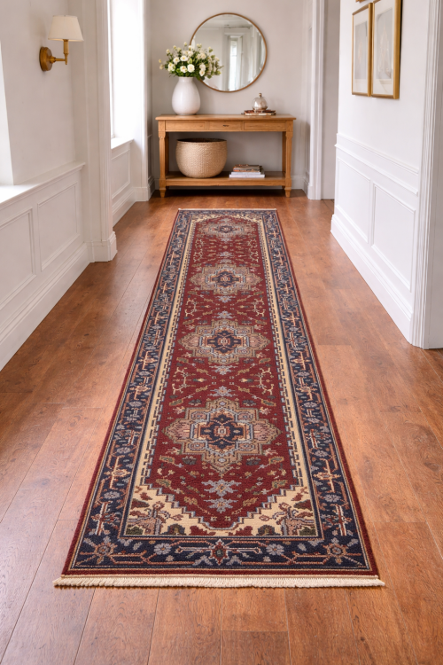 Rusty Red Floral 3X10 Heriz Serapi Oriental Runner Rug