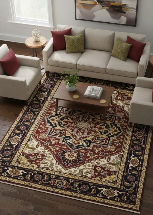 Red Floral 8X10 Traditional Heriz Serapi Oriental Rug