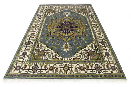Gray Floral 8'5X12'3 Heriz Serapi Oriental Rug