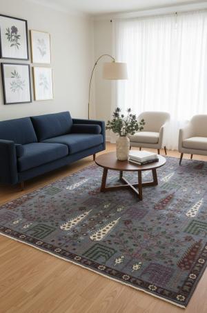 Gray Floral 9X12 Traditional Tree of Life Chobi Oriental Rug