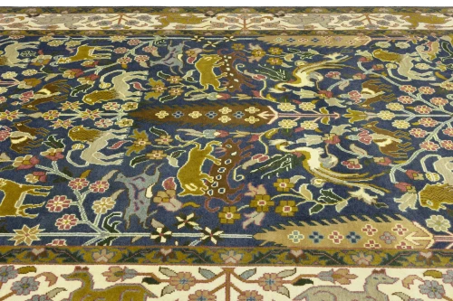 Blue-gray Pictorial Tribal 10X14 Chobi Oriental Rug