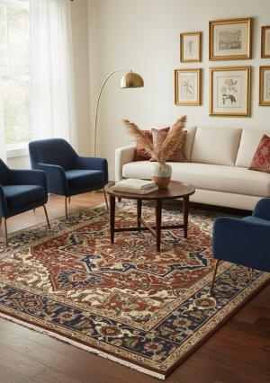 Rusty Red Floral 8X10 Heriz Serapi Oriental Rug