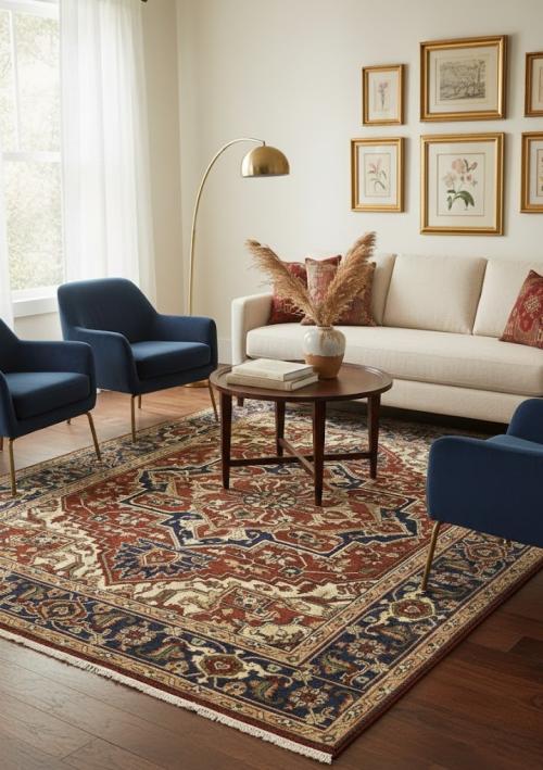 Rusty Red Floral 8X10 Heriz Serapi Oriental Rug