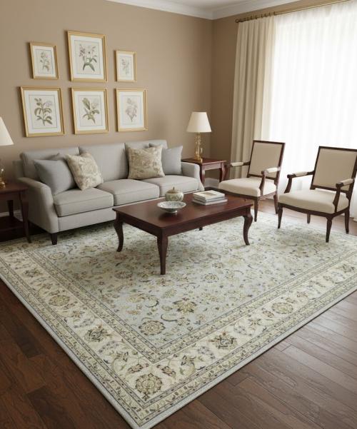 8'0 x 10'1 Hand Knotted Blue-gray Indo-Nain Oriental Wool Rug