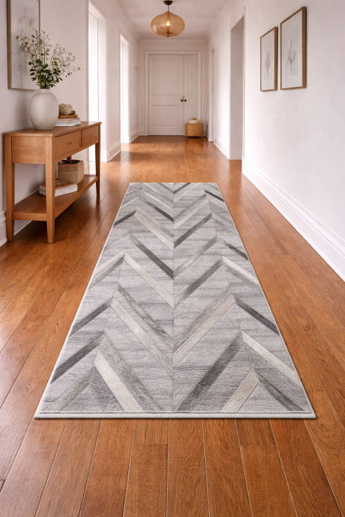 Silver 2X3 Modern Leather Rug