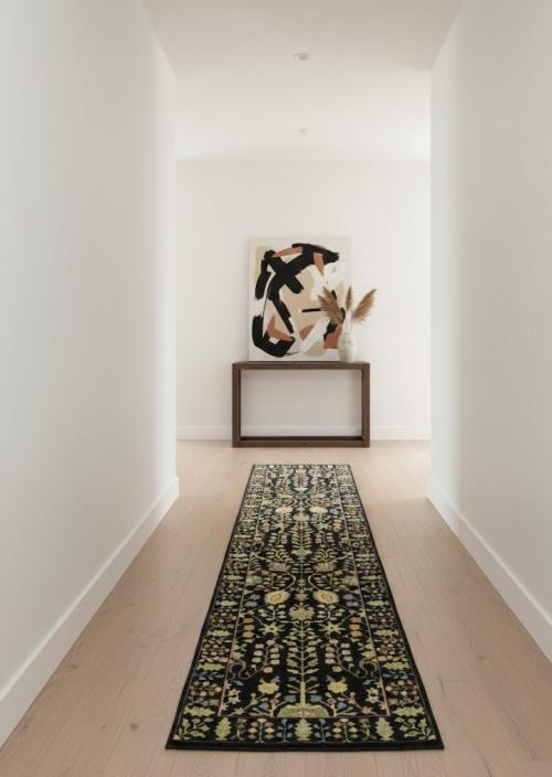 Black Floral 2'5X10'2 Osh Chobi Oriental Runner Rug
