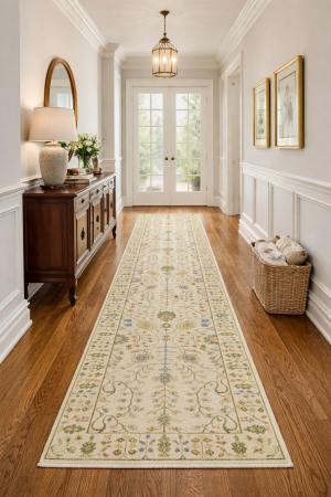 Ivory Floral 3X12 Osh Chobi Oriental Runner Rug