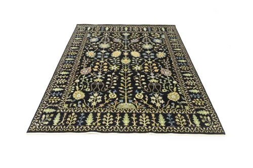 Black Floral 8X10 Osh Chobi Oriental Rug