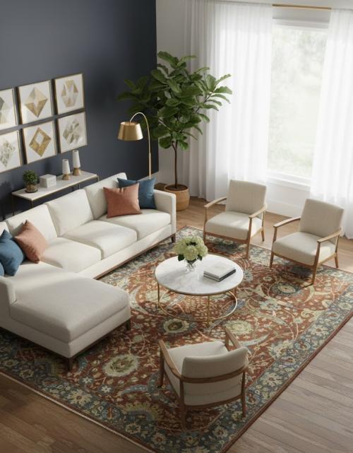 Rust Orange Floral 9X12 Chobi Peshawar Oriental Rug