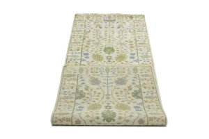 Ivory Floral 2'5X8 Osh Chobi Oriental Runner Rug