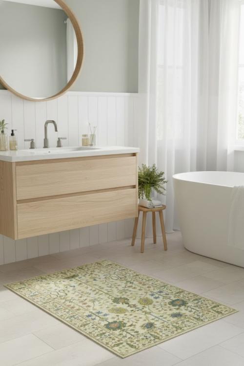 Ivory Floral 4X6 Osh Chobi Oriental Rug