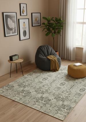 Beige Geometric 8X10 Contemporary Modern Rug