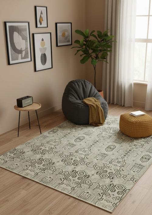 Beige Geometric 8X10 Contemporary Modern Rug