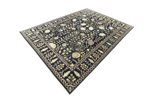 Black Floral 10X14 Osh Chobi Oriental Rug