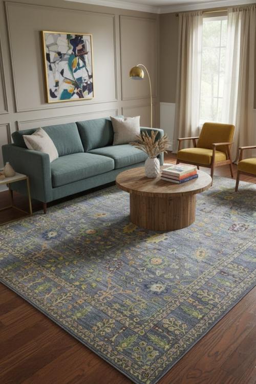 Silver Gray Floral 10X14 Osh Chobi Oriental Rug