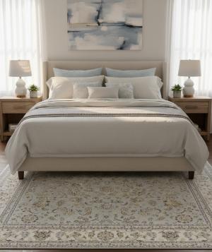 8'0 X 10'2 Indo-Nain Hand Knotted Light Blue-gray Wool Rug