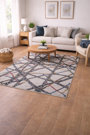 4'0 X 6'0 Hand Knotted Multicolored Abstract Modern Wool Rug
