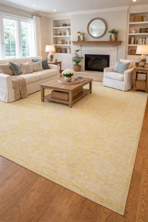 Muted Golden Yellow Floral 12X15 Transitional Oriental  Rug
