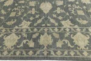 Muted Dark Slate Floral 10X14 Transitional Oriental Rug