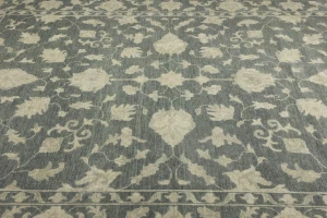 Muted Dark Slate Floral 10X14 Transitional Oriental Rug