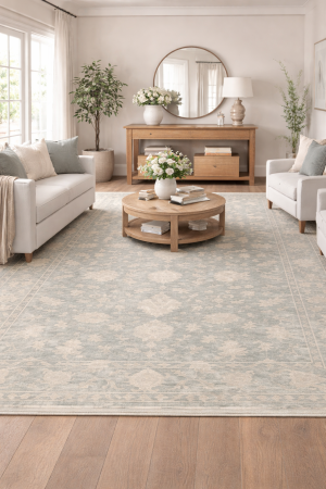 Muted Dark Slate Floral 12X15  Transitional Oriental Rug