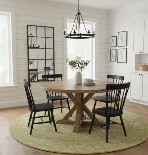 Muted Gray Floral 8X8 Transitional Oriental Round Rug