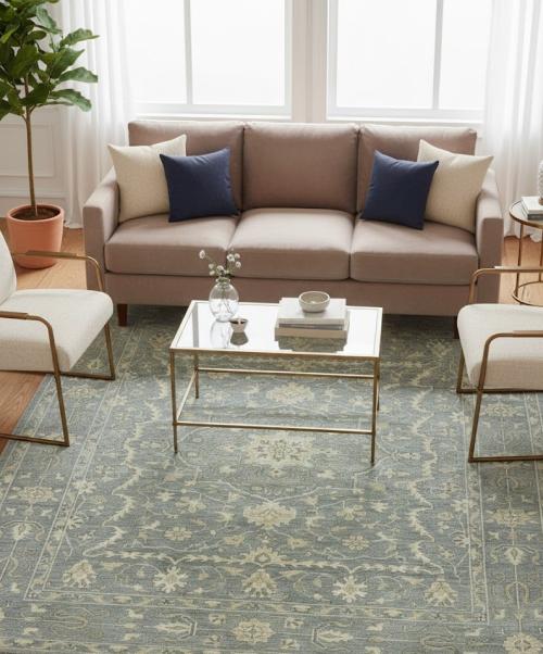 Muted Gray Floral 8X10 Transitional Oriental Rug