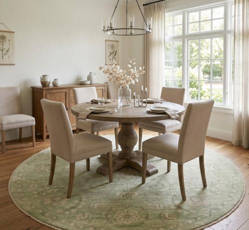 5'10 x 5'10 Hand Knotted Transitional Muted Wool Round Rug