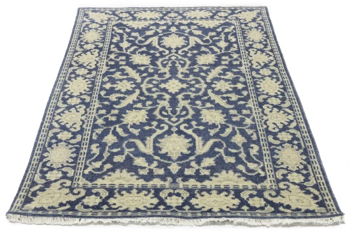 Muted Slate Blue Floral 4X6 Transitional Oriental Rug
