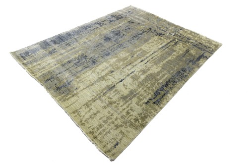 Multicolored Silk Abstract 8X10 Distressed Modern Oxidized Rug