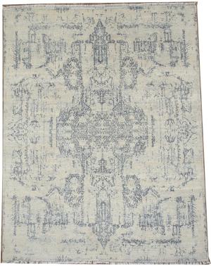 Multicolored Silk Abstract 8X10 Distressed Modern Oxidized Rug