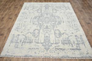 Multicolored Silk Abstract 8X10 Distressed Modern Oxidized Rug