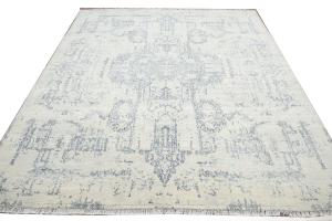 Multicolored Silk Abstract 8X10 Distressed Modern Oxidized Rug