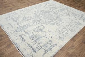 Multicolored Silk Abstract 8X10 Distressed Modern Oxidized Rug