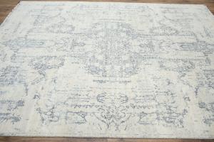 Multicolored Silk Abstract 8X10 Distressed Modern Oxidized Rug