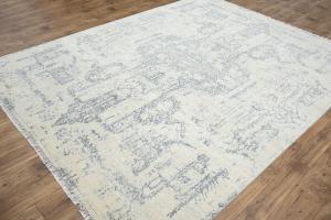 Multicolored Silk Abstract 8X10 Distressed Modern Oxidized Rug
