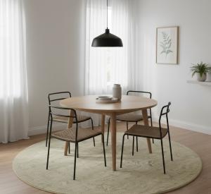 5'11 x 6'0 Hand Knotted Floral Muted Beige Wool Round Rug