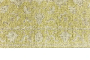 Muted Golden Yellow Floral 3X8 Transitional Oriental Runner Rug