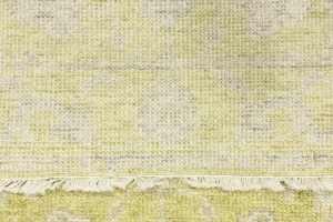 Muted Golden Yellow Floral 3X8 Transitional Oriental Runner Rug