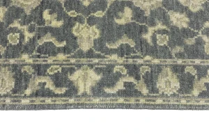 Muted Dark Slate Floral 2'6X10 Transitional Oriental Runner Rug