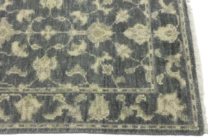 Muted Dark Slate Floral 2'6X10 Transitional Oriental Runner Rug