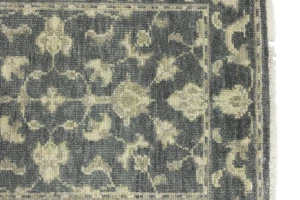 Muted Dark Slate Floral 2'6X10 Transitional Oriental Runner Rug