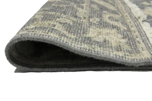 Muted Dark Slate Floral 2'6X10 Transitional Oriental Runner Rug