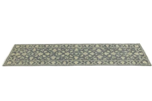 Muted Dark Slate Floral 2'6X10 Transitional Oriental Runner Rug