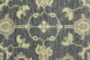 Muted Dark Slate Floral 2'6X10 Transitional Oriental Runner Rug